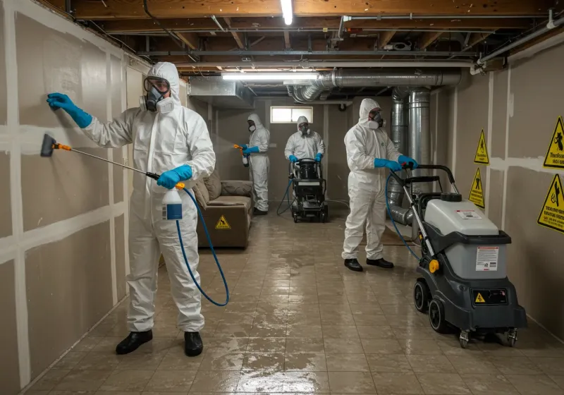 Basement Moisture Removal and Structural Drying process in Ohatchee, AL